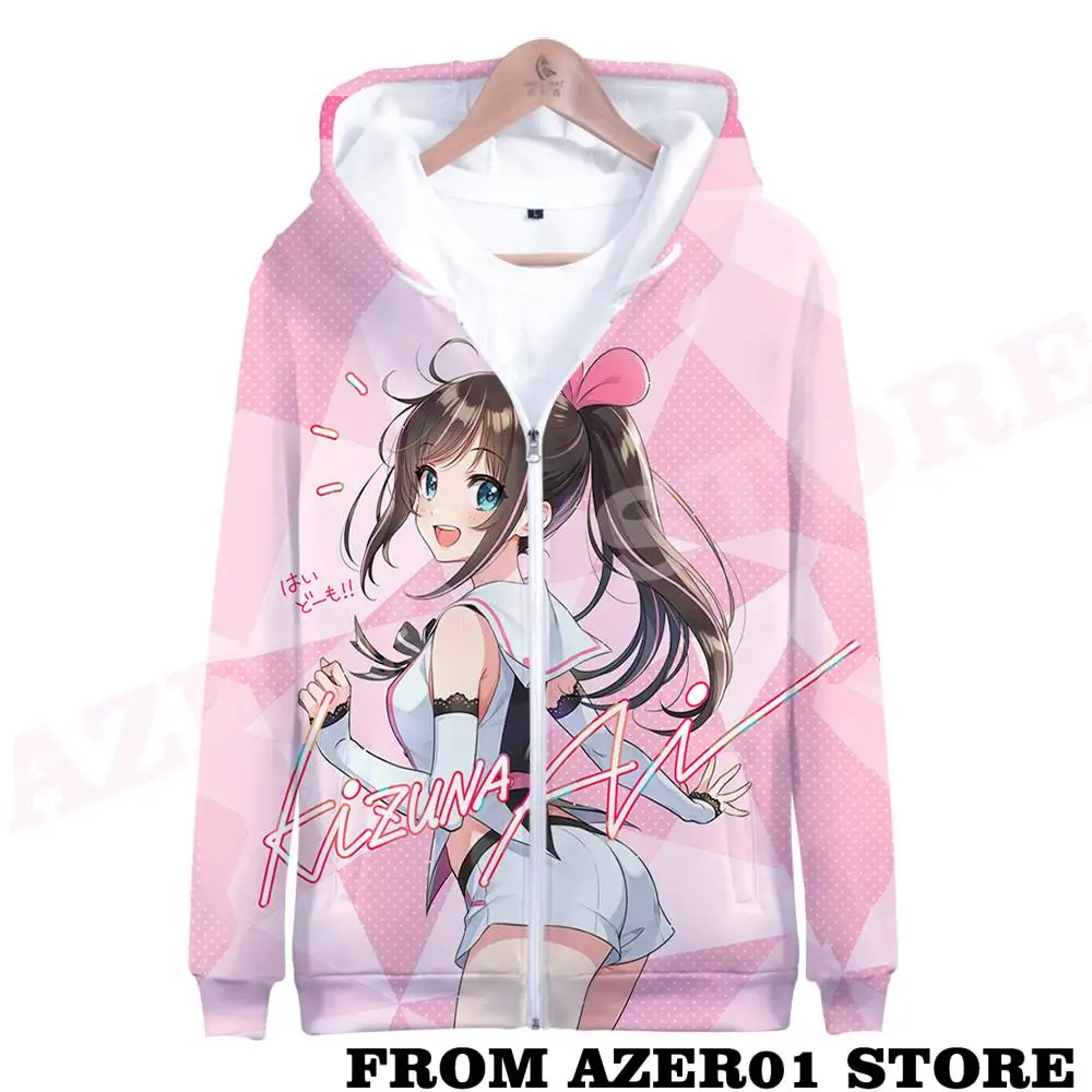 HOLOLIVE VTuber Kizuna AI Merch Zipper Hoodies Autumn Winter Passionate Men/Women Streetwear Zip Kawaii Hooded Sweatshirt