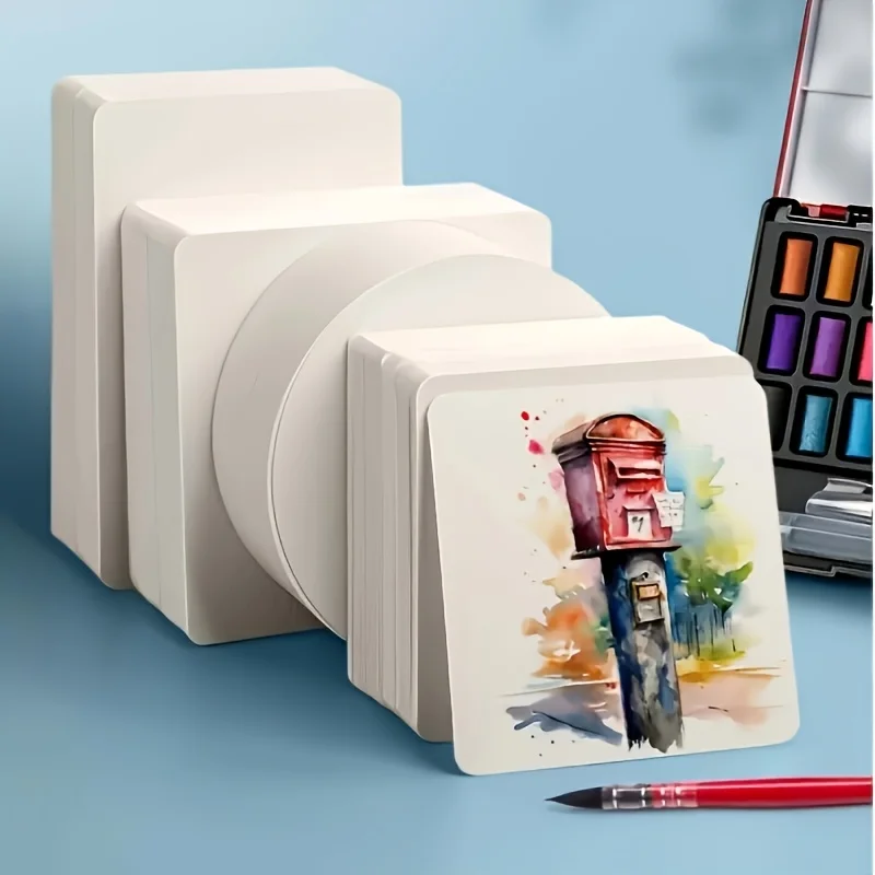 50pcs/pack, Premium 300GSM Watercolor Paper,High-Quality Textured Perfect For Professional Painting, Thick Drawing Sketch Paper