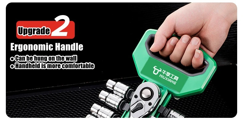 Steckschlüsselsatz 1/4'-3/8'-1/2', CR-V Metrische und Zoll-Steckschlüssel mit Schnellverschluss-Ratschenschlüssel, Profi-Modell 72 Zähne, Steckschlüssel – Detail 4