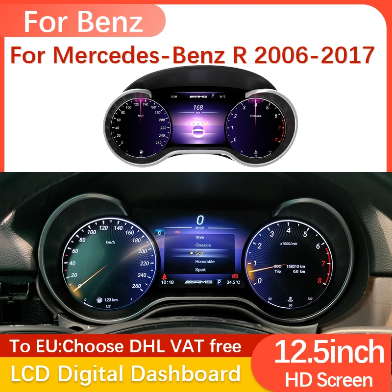 Linux LCD Digital Cluster Virtual Cockpit For Mercedes Benz R Class 06 - 17 Head Unit Accesorries Dashboard Display Speedometer