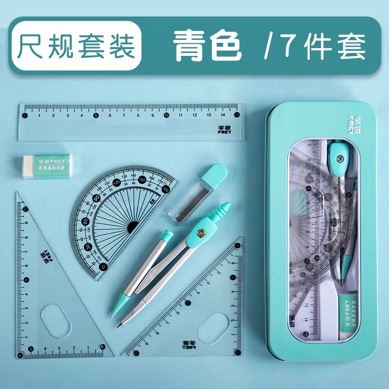 Ensemble de géométrie en plastique pour étudiants, compas de dessin mathématique, règle, outils de mesure, papeterie scolaire et de bureau, 8 pièces