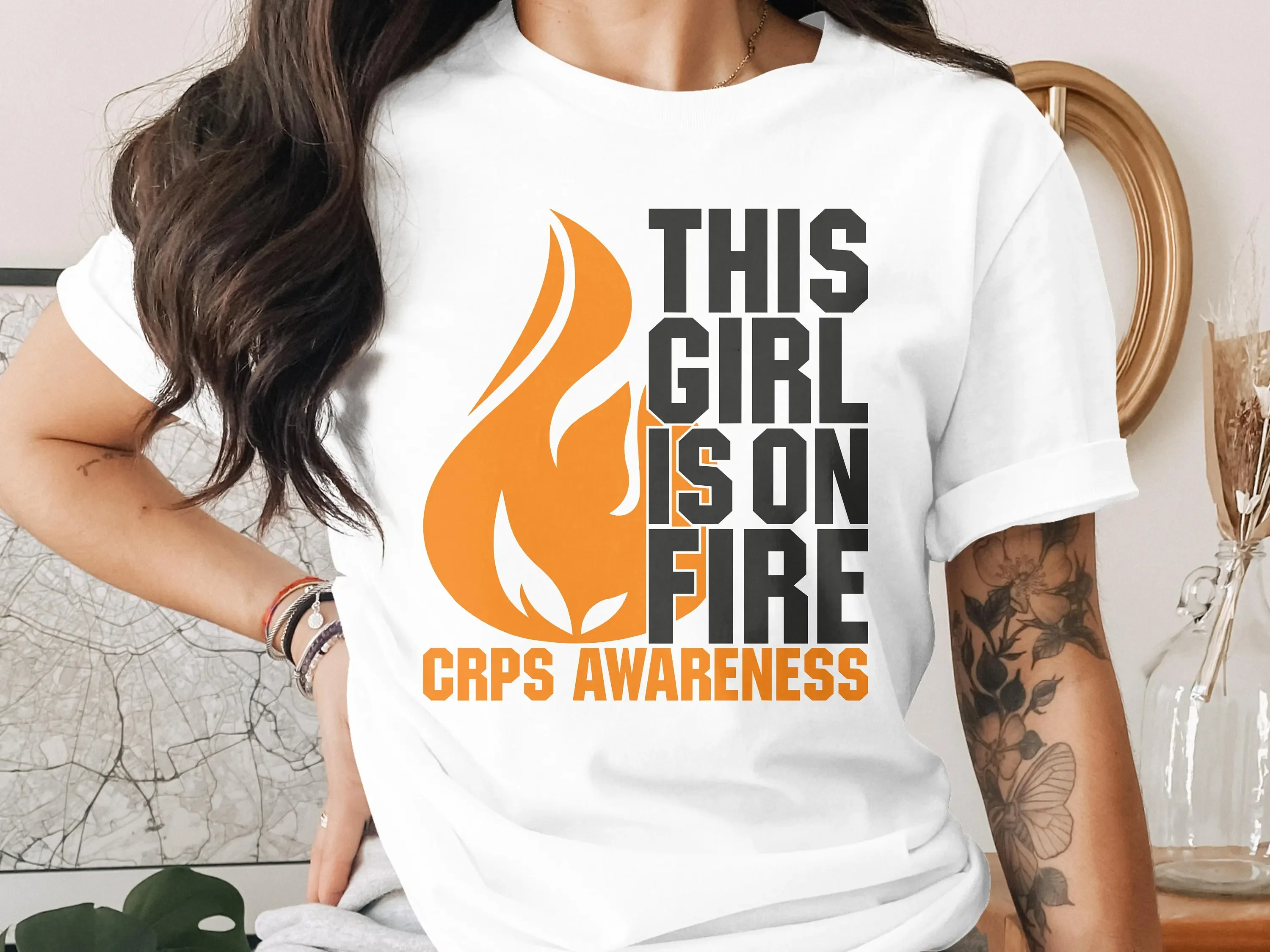 CRPS Awareness Svg Png This Girl is on Fire Svg Orange