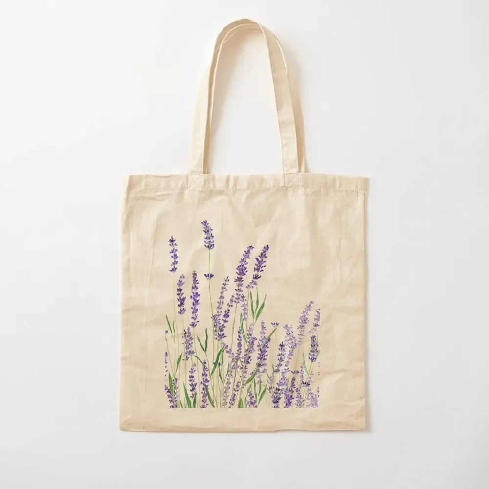 

purple lavender horizontal watercolor Tote Bag bags luxury women Canvas shoulder bag large tote bag