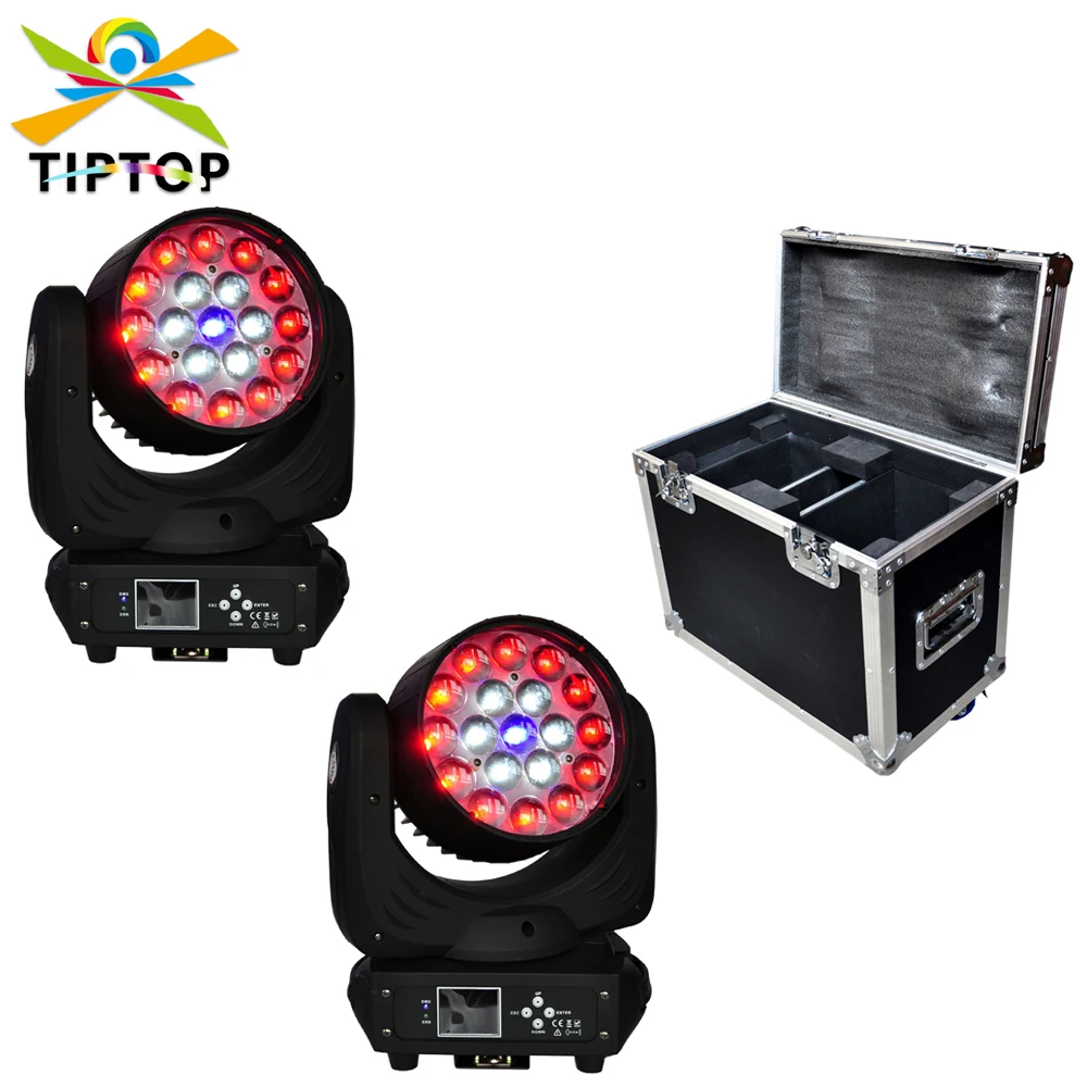 2IN1 Roadcase Pack 19x15W Led Moving Head Beam Light RGBW Zoom LED Lockable Power Con IN/OUT Control By Universal DMX Controller