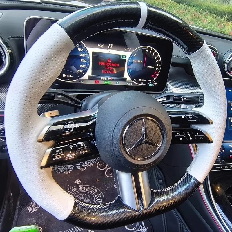

Для Mercedes Benz GLC300 GLC43 GLC63 GLE350 GLE450 ручная работа из натуральной кожи из углеродного волокна, чехол на руль автомобиля