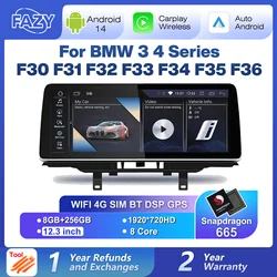 Android 14 Wireless Carplay For BMW 3 4 Series F30 F31 F32 F33 F34 F35 F36 Multimedia Player Car Stereo Radio GPS Navi WIFI 4G