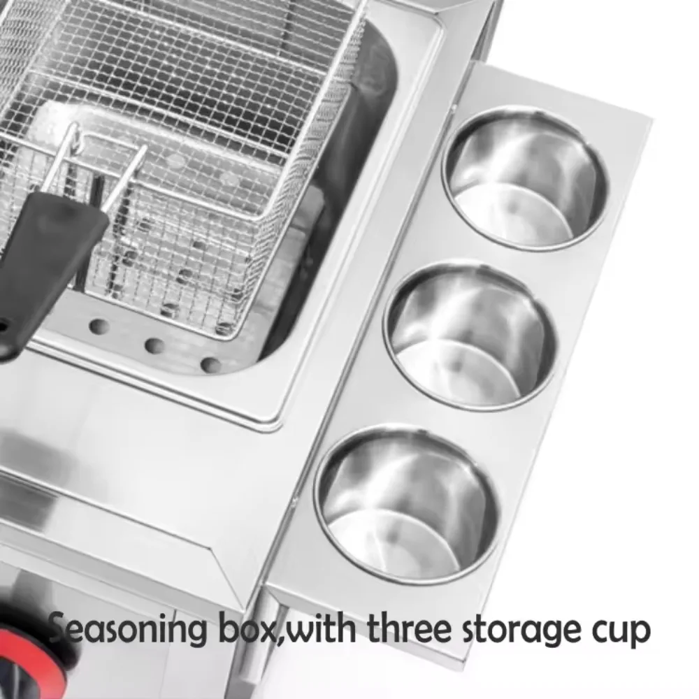 Multi-Function Gas Deep Fryer Noodle Cooker Commercial Combination Cooking Snack Equipment for Snack Food Deep Fryer and Griddle