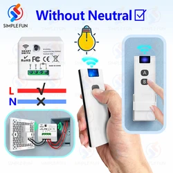 433Mhz Wireless Smart Light Switch Without Neutral 220V 110V Mini Single Live Wire Receiver Moudle for Remote Control Lamp Light