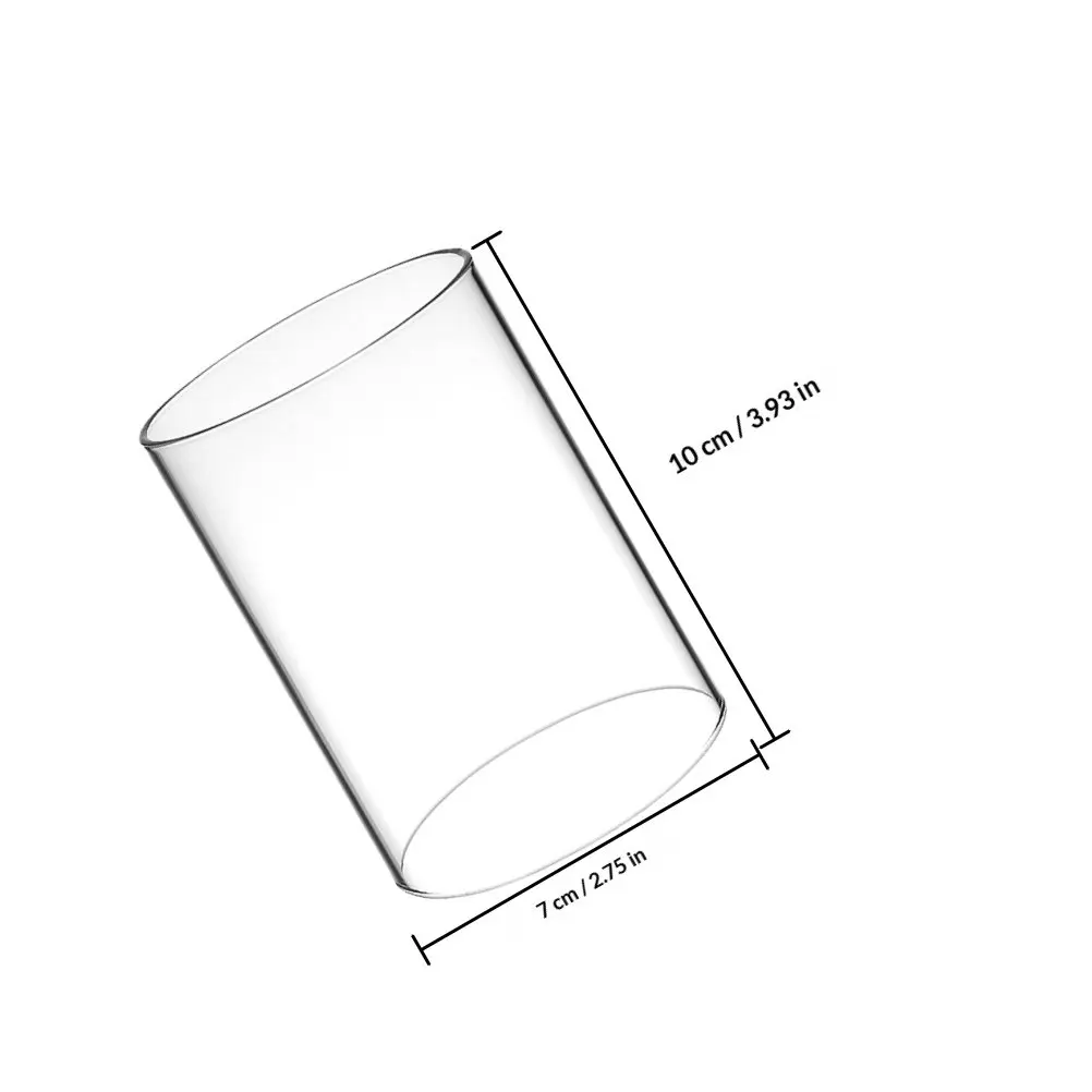 3Pcs Glass Covers Transparent Cylinder Design Windproof Sleeves for Taper Pillar Votive Home Decoration