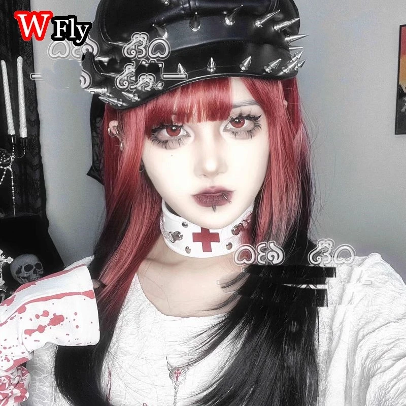 Women’s Gothic Harajuku Punk Lolita Y2K Spicy Girls Original  Rivet Chain With Water Color Scheme  Cross Collar Necklace