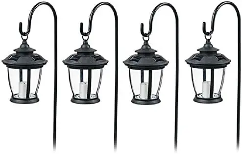 (4) ea Four Seasons TV29960BK Black Solar Candle Lantern Pathway Lights .#GH45843 3468-T34562FD383573