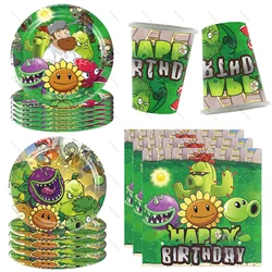 KAYOU Plants vs. Zombies Game Party Disposable Tableware Cup Plate Napkin Tablecloth Balloon for Kids Birthday Party Decorations