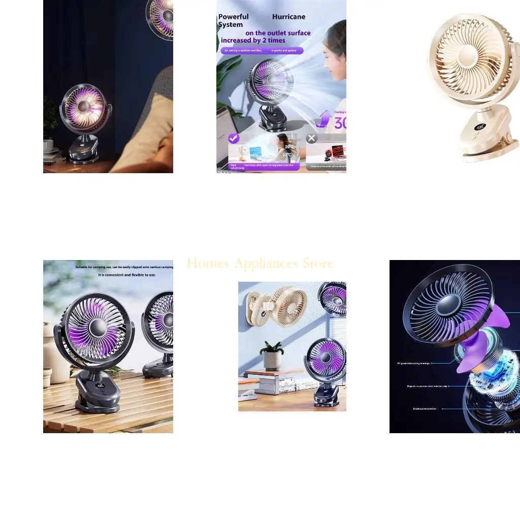 D0AB Digital Display Desktop Night Light вентилятор 360 градусов Регулируемый клип