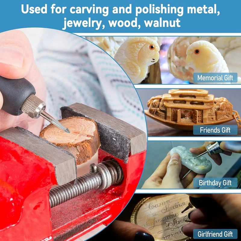 MAKE-24 قطعة 3/32 بوصة (2.3 مم) عرقوب مستديرة من فولاذ التنغستن لقمة ثقب نحت الخشب للأدوات الدوارة المتوافقة مع قلم النقش