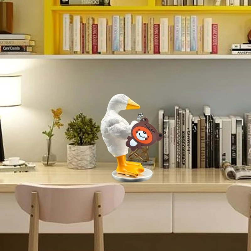 Standing Muscle Goose Statue For Home Decoration Hanging Rack Table Desk Ornament Funny Bedroom Decor Housewarming Gift