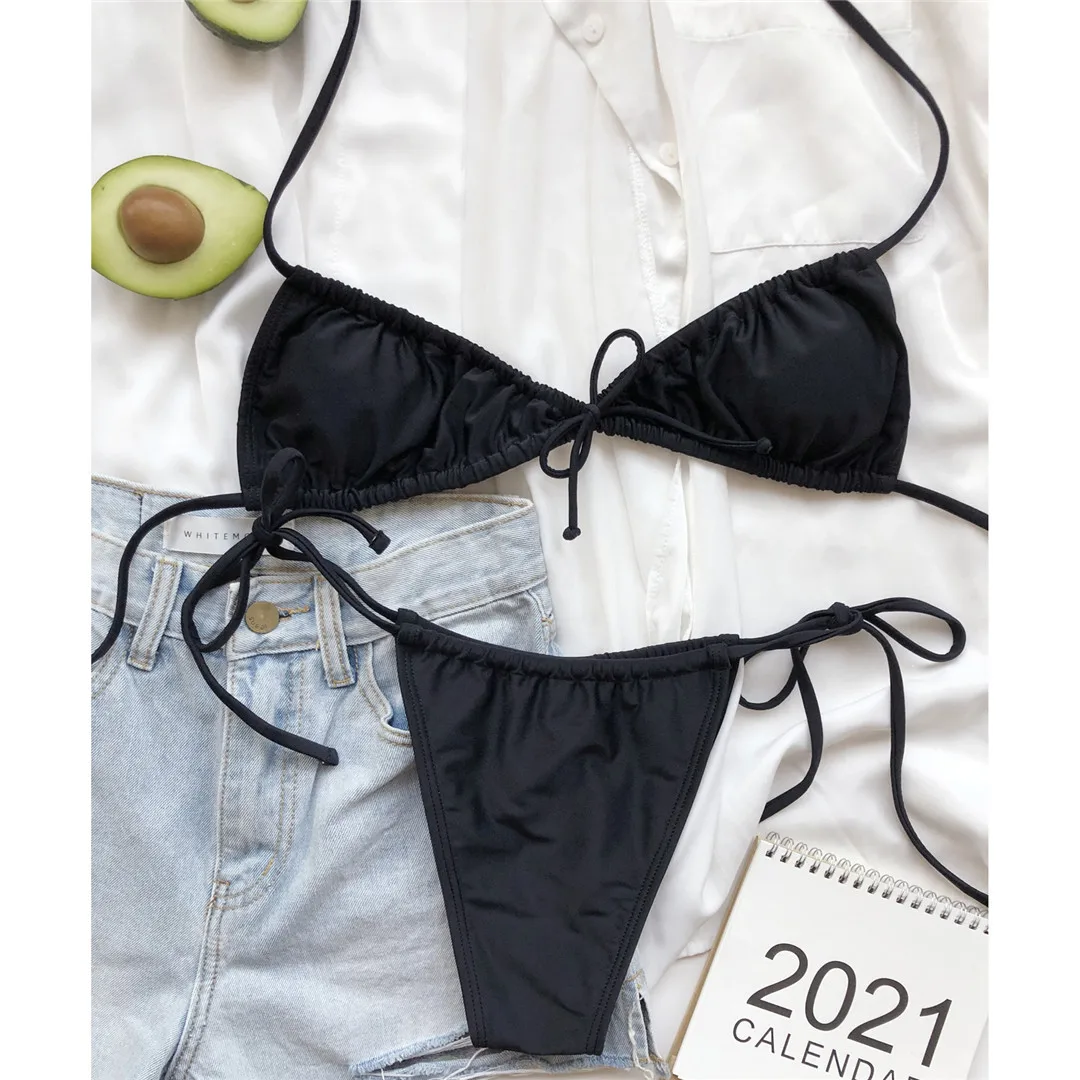 Neuer sexy, winziger, plissierter, geraffter Bikini, Damen-Badebekleidung, zweiteiliger Bikini-Set, gepolsterter Badeanzug, Badebekleidung, Schwimmanzug V2999 – Detail 33