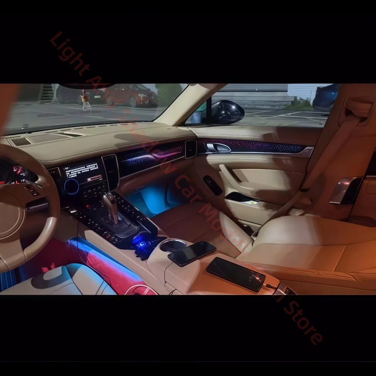 

Окружающий свет для Porsche Panamera 2010-2016, обновление внутреннего освещения автомобиля, автомобильные аксессуары, отделка 1:1, светящаяся накладка