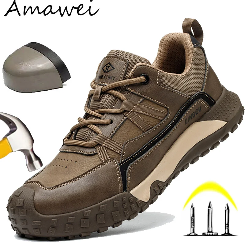 Rutschfeste Sicherheitsschuhe mit Stahlkappe für Herren, Anti-Smash-Anti-Pannen-Arbeitssneaker, langlebige Schutzschuhe für den industriellen Einsatz