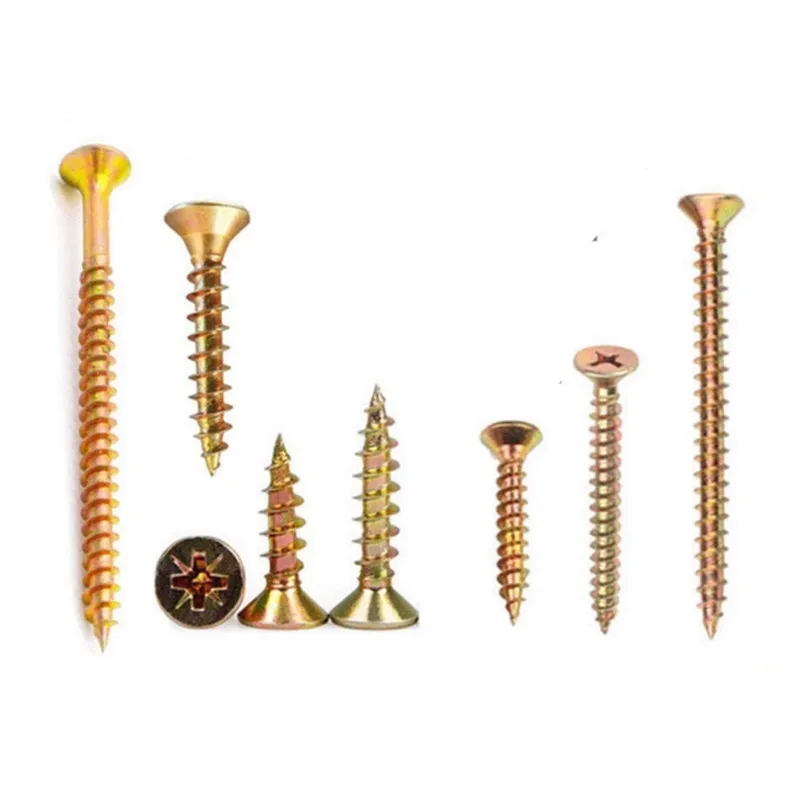 10pcs M5xL High-Strength Zinc Color Self-Tapping Screws for Gypsum Board Dry Wall Nails 50 60 70 80 90 100 Length Options