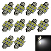 10x White RV 31MM Festoon Blub Side Lamp 6 Emitters 5050 SMD LED 32mm I004-W