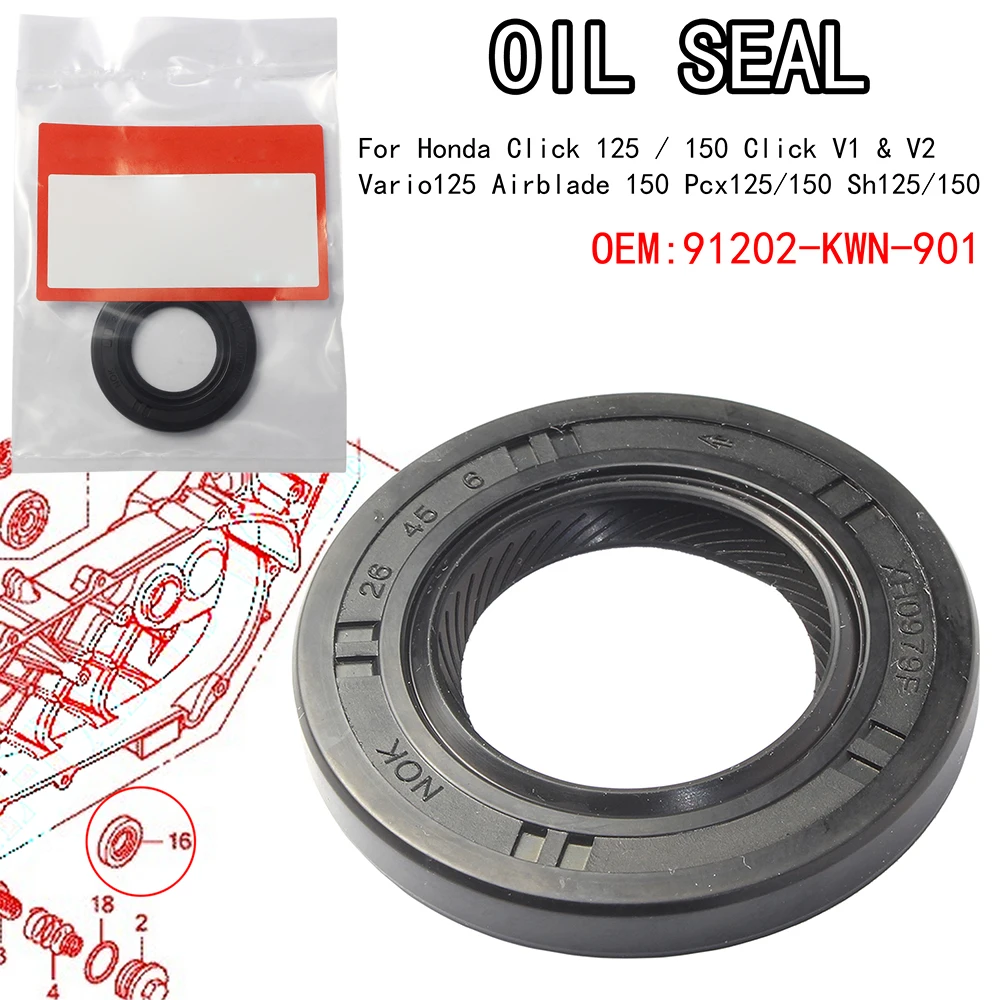 

KENADA Racing OEM 91202-KWN-901 Left Crankcase Oil Seal 26X45X6 For Click 125/150/Click V1&V2/Vario 125/Pcx125/150/Sh125/150