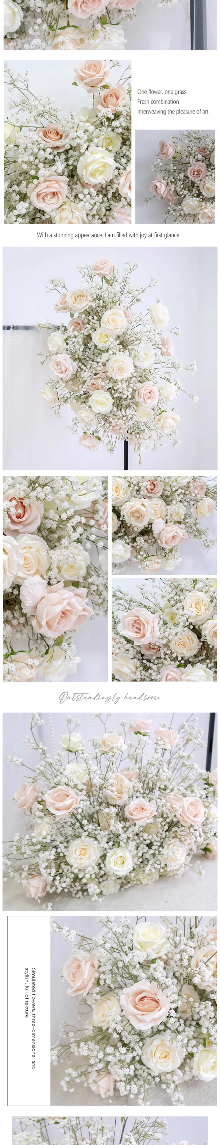 Weiß-grüne Hortensien-Kunstblumenreihe für Hochzeiten, Außenbereiche, Eingangsbereiche, Blumenarrangements, Partys, Zeremonien, Hintergrunddekoration und Schilderdekoration. – Detail 3
