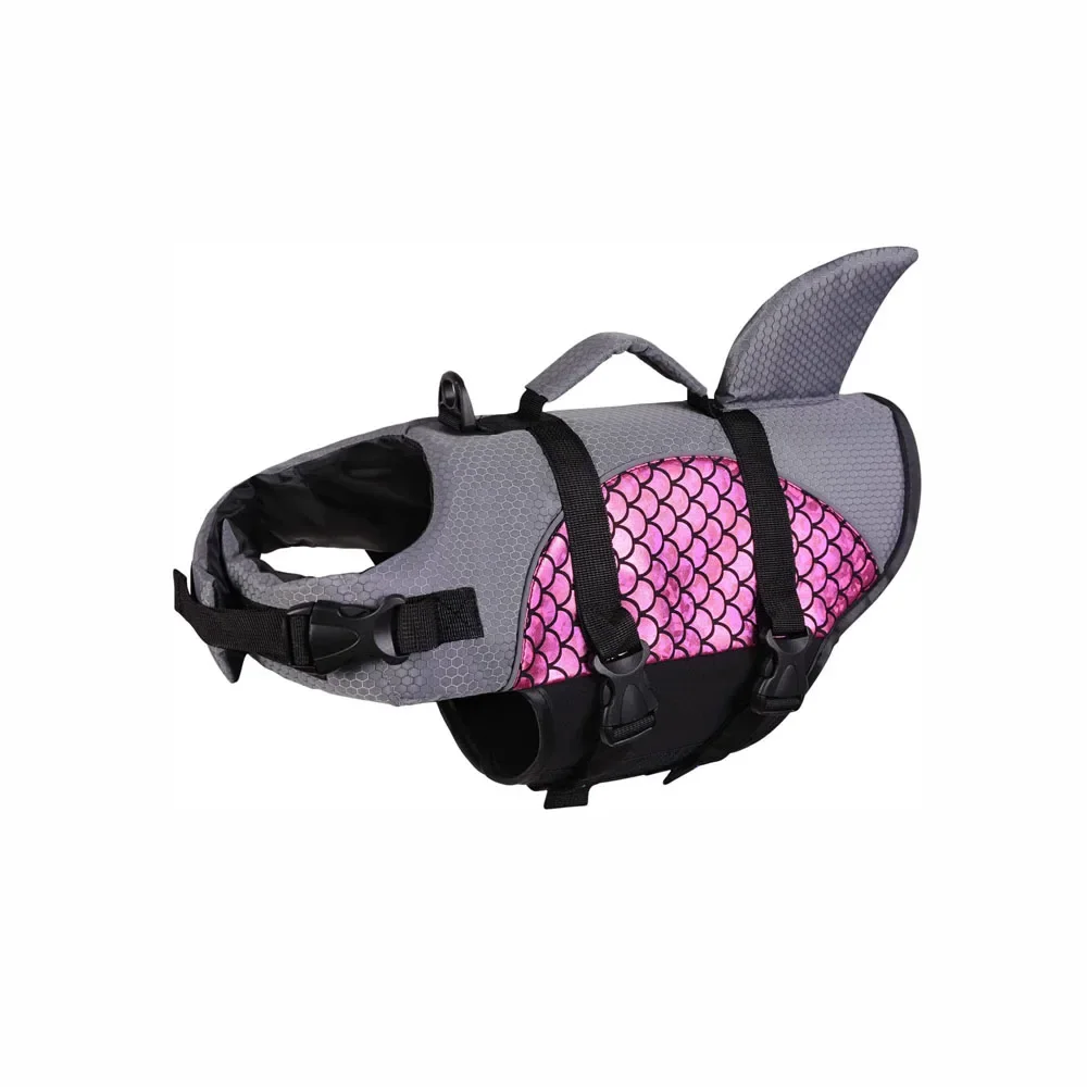 Dog Life Jacket Shark Pets Life Vest Adjustable Ripstop Dogs Swimming Safety Vest With Superior Buoyancy Rescue Handle For Dogs