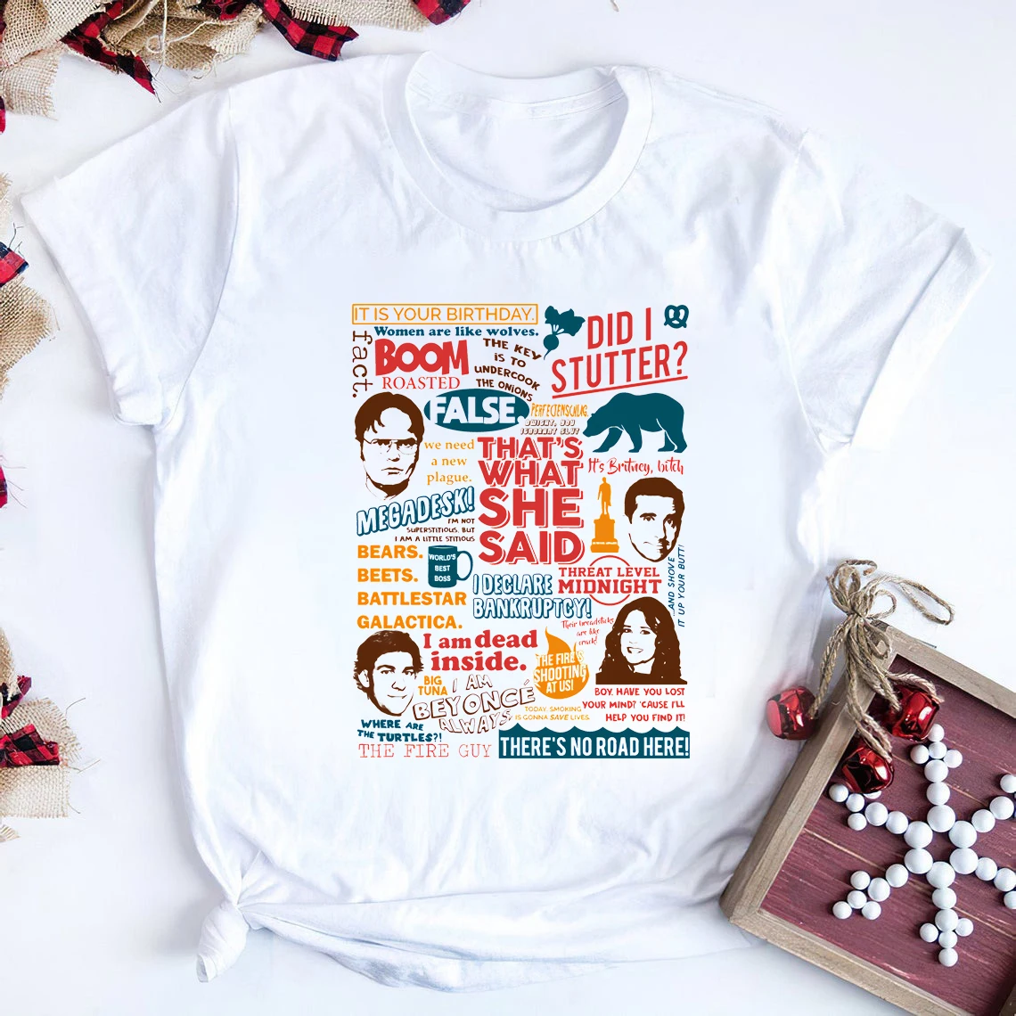 2022 Fashion The Office Quotes T-shirt Funny The Office Tv Show Inspired Shirt Dwight Schrute Michael Scott Shirts Dunder Tops