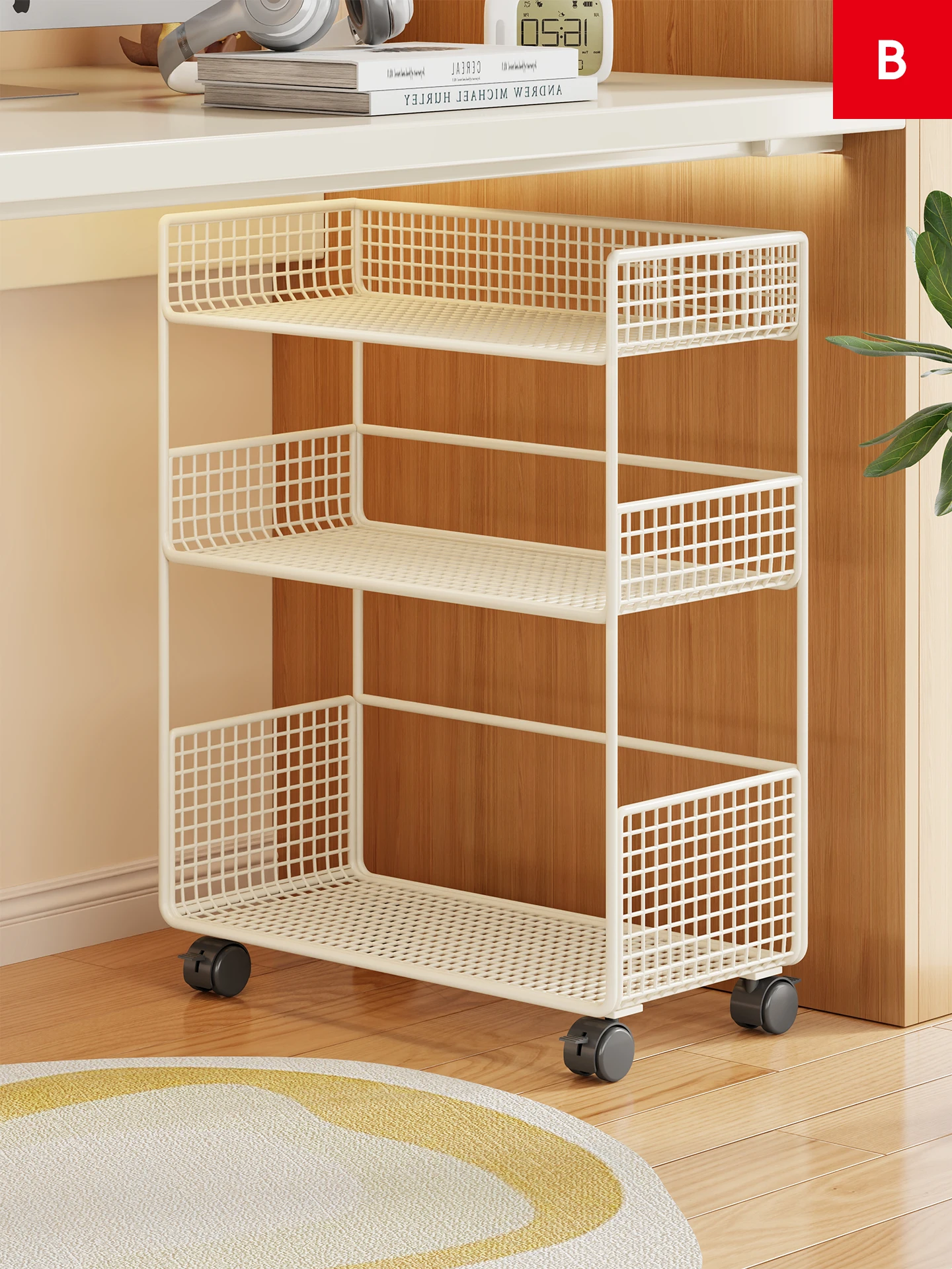 under-desk-bookshelf-mobile-office-desk-side-cart-multi-layer-book-storage-rack-metal-material-no-installation-required