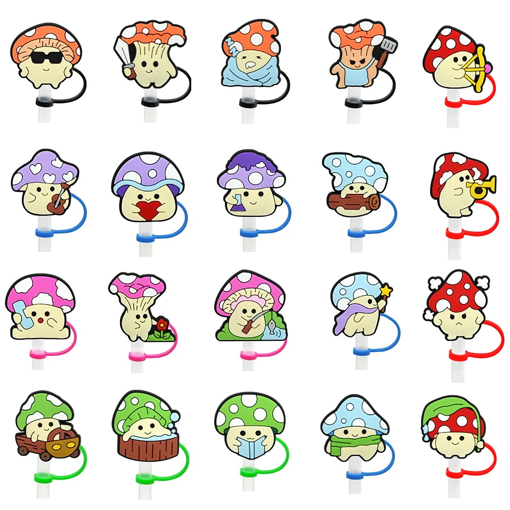 جديد 1-20 قطعة MINISO لطيف الفطر غطاء من القش قابلة لإعادة الاستخدام شرب غطاء غبار كوب زجاجي اكسسوارات ل 10 مللي متر غطاء قش السيليكون