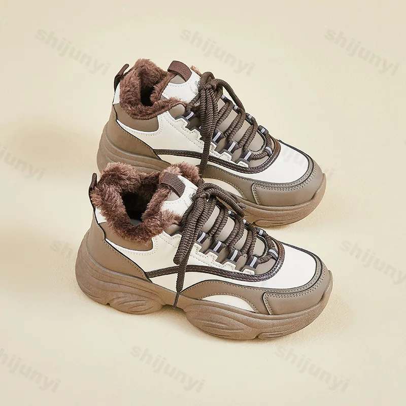 

Warm Plush High Top Sneakers Woman 2026 Winter Fashion Outdoor Height Increase Casual Shoes Warm Hiking Women Platform Boots