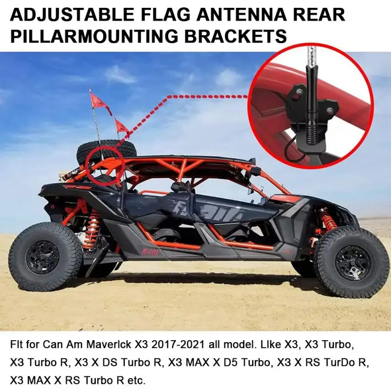 UTV ATV A-stijl beugel Achterste Pijler Vlag Antenne Montagebeugels voor LED Zweep Licht voor Can Am Maverick X3 2017-2021