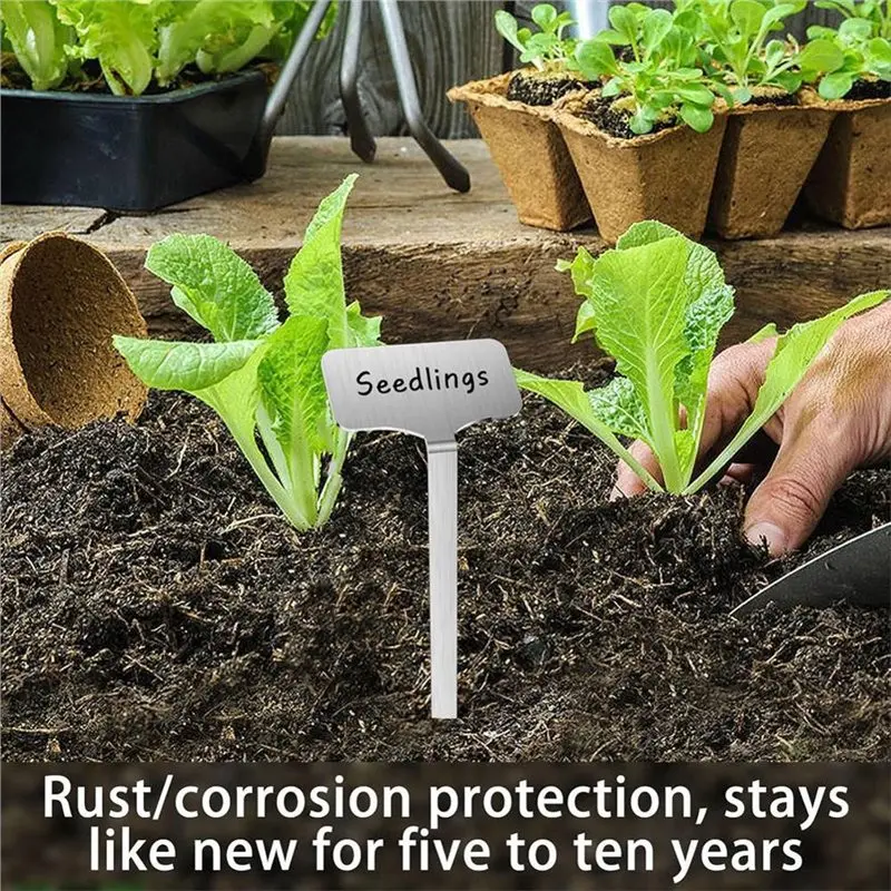 304 Stainless Steel Plant Markers, 10 Waterproof Metal Plant Label Stakes With Marker Pen, 12.75