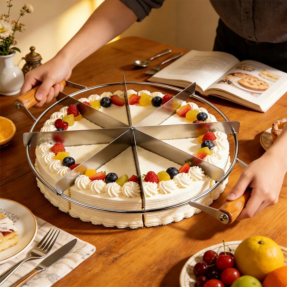 

201 Stainless Steel Cake Divider 6/7/8 Equal Portions Cake Slicer Pizza Pie Cutter Kitchen Gadgets Pastry Cheese Divider tool