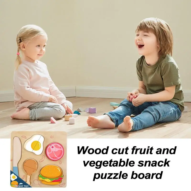 Wooden Play Food For Kids Pretend Wooden Cutting Toy Fruits Play Food Puzzle Educational Toy Kitchen Food Toy For Toddler & Kids