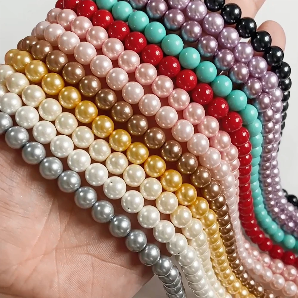 Colorful Round Shell Pearl Beads 6 8 10mm Imitation Pearls Loose Spacer Bead For Jewelry Making Bracelet Necklace Earrings DIY