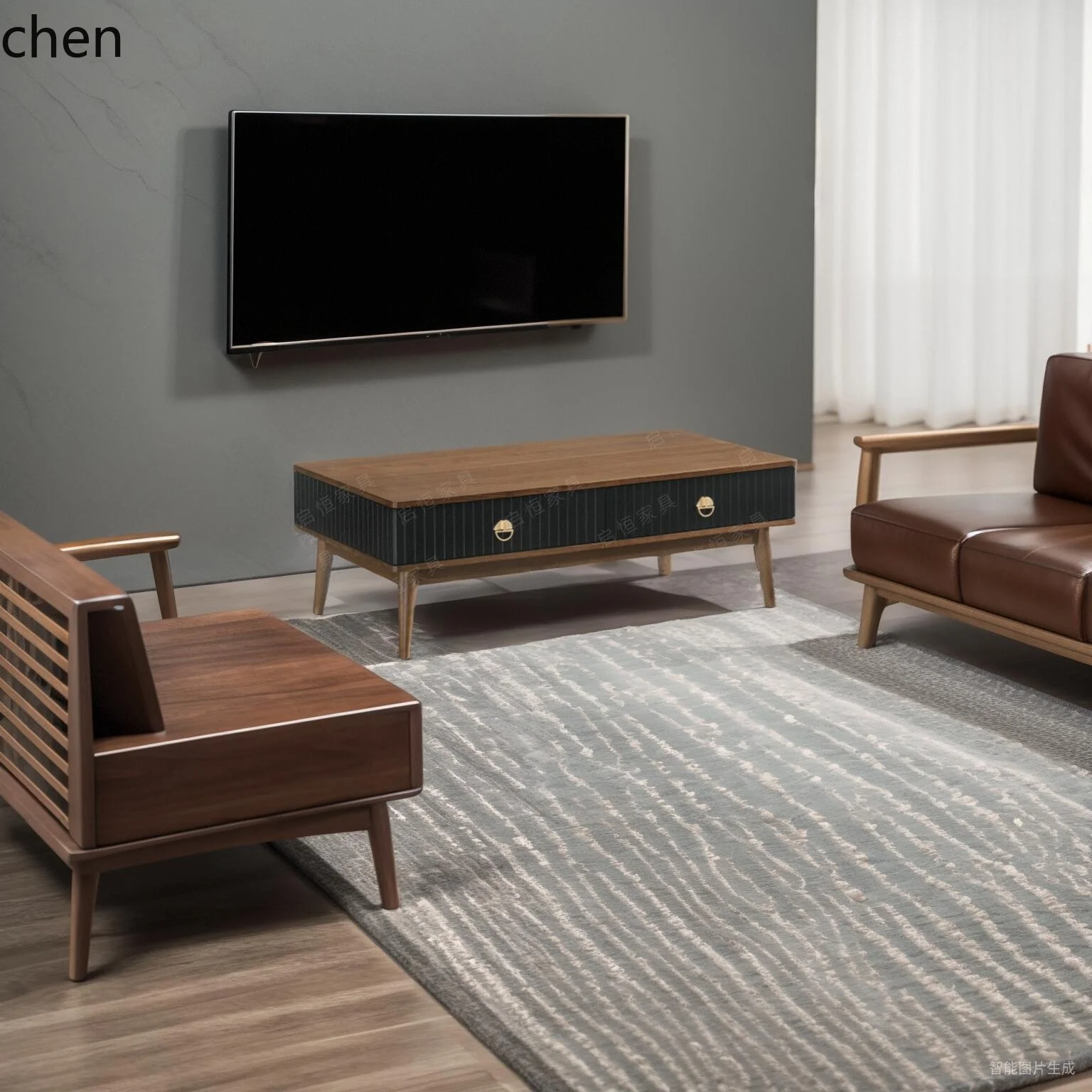 Solid Wood Rectangular Coffee Table Living Room Coffee Table Small Apartment Storage Tea Table