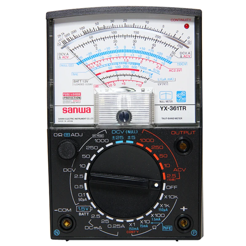 Japan sanwa YX-361TR Analog Multitesters；Variety of measurement functions by using 24-contact switch/Zero Center Instrumentation