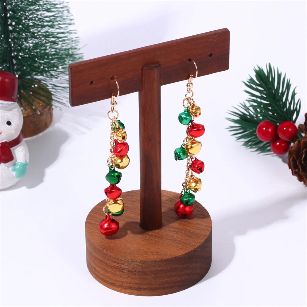 

Christmas Multicolor Tassel Chain Bell Pendant Women's Fashion Luxury Metal Ear Stud Earrings Jewelry Accessories Gift