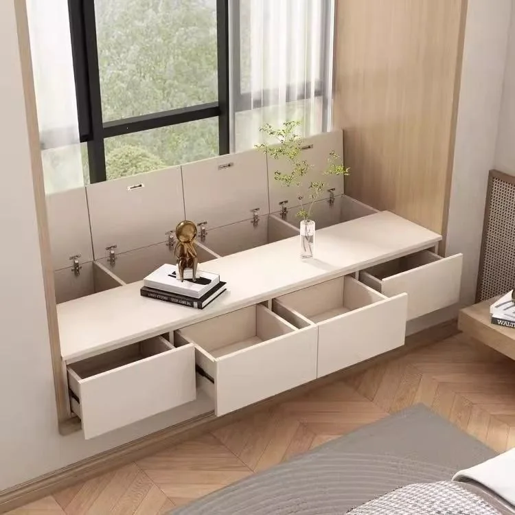 Fensteraufbewahrungsschrank aus Massivholz, Balkon-Bücherregal, Aufbewahrungsregal, Fensterschublade, Schlafzimmerschublade, multifunktionales Design