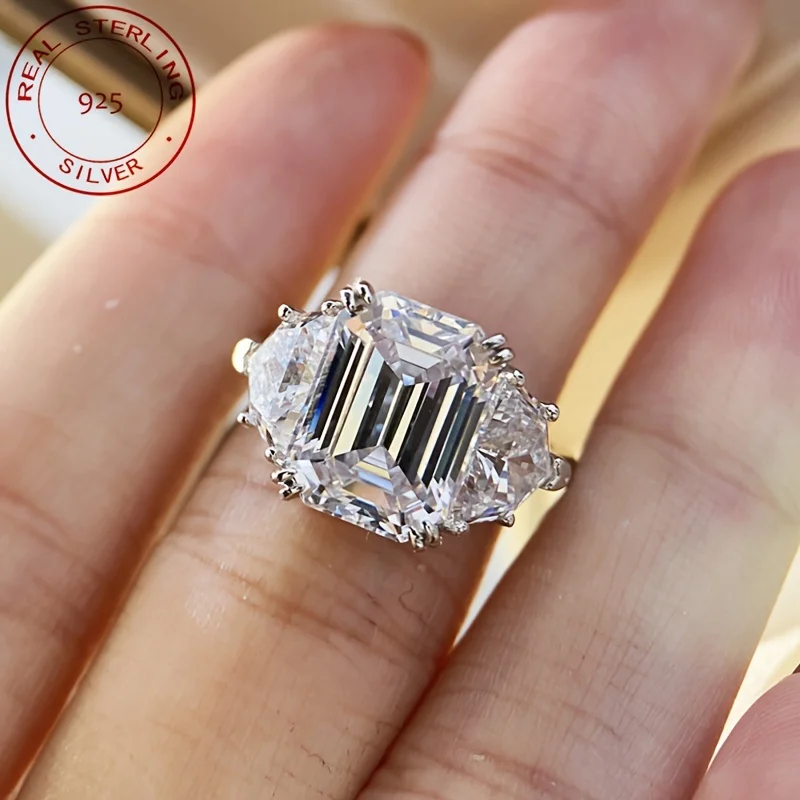موضة جديدة فاخرة 925 فضة خواتم للنساء الزفاف المشاركة العروس الزركون البطانة غرامة مجوهرات #4