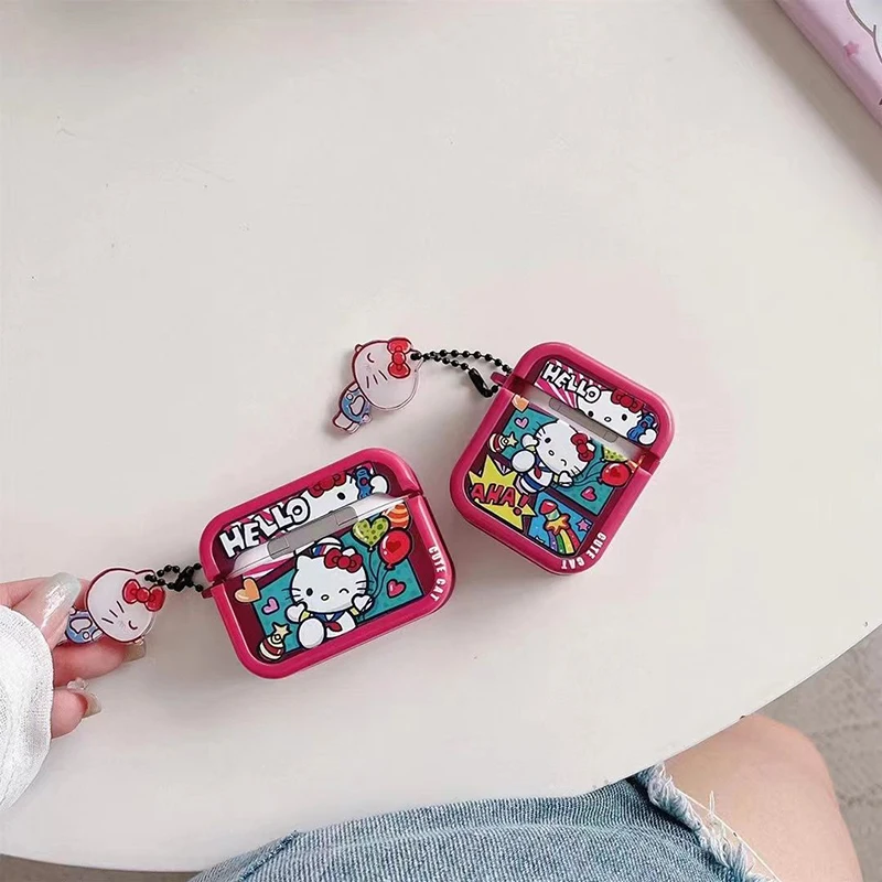 

Sanrio Kawaii Anime Hello Kitty Bluetooth Ear Case Cute Sweet Cartoon Anti-Fall Apple Earphone Case Lovely Gifts for Girls