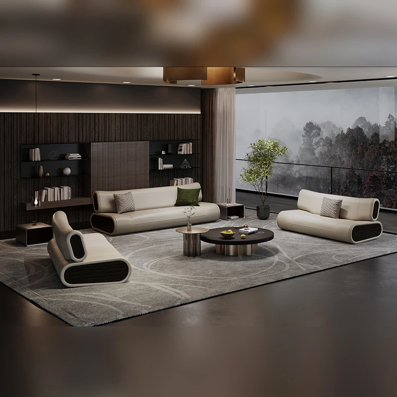 

# Combination Modern Minimalist Luxury PU Leather Reception Sofa Set High-Density Sponge Office Use