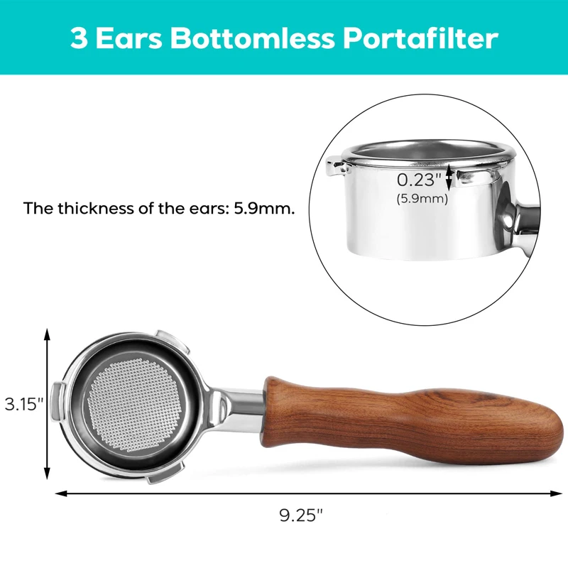 Sunbeam 58mm Bottomless Naked Portafilter 3 ears Filter Holder for Sunbeam Mini Barista/Barista Max/Barista Plus Coffee Machine