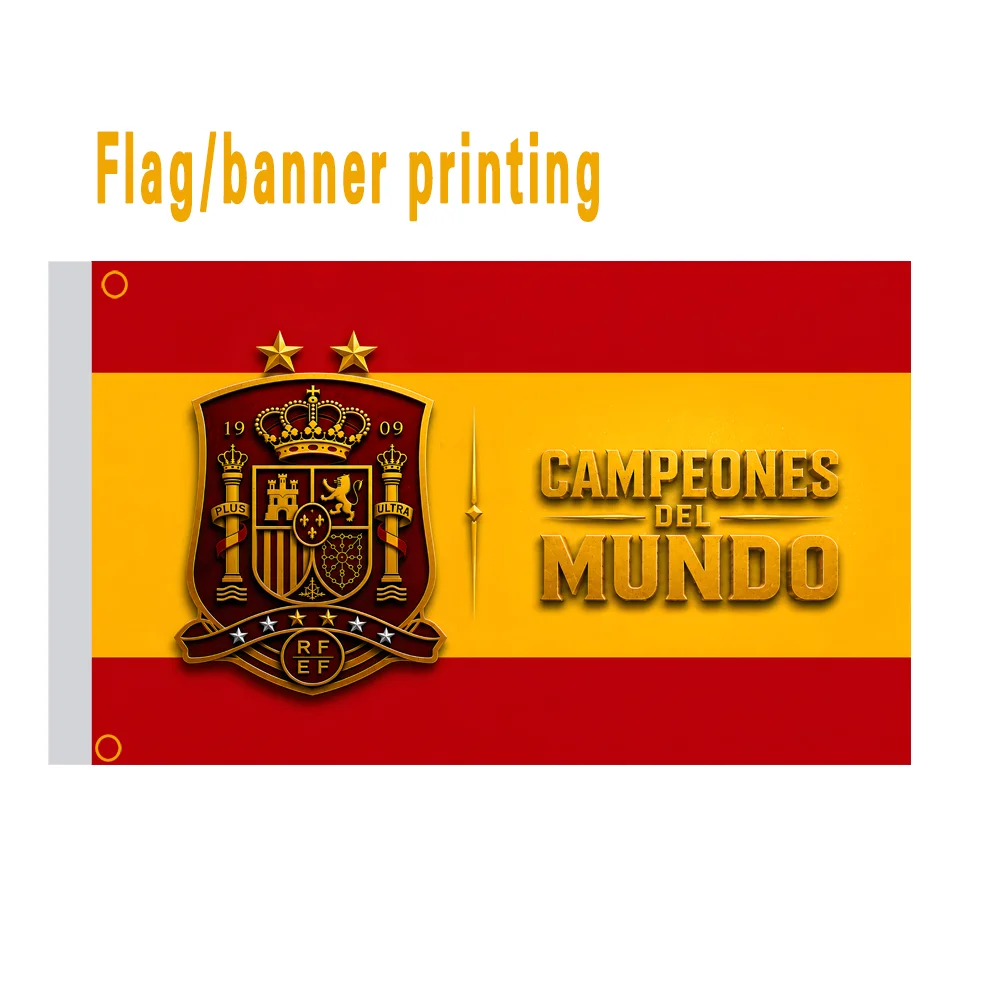 Drapeau des champions de football de l'équipe nationale espagnole 2026 – Bannière de football pour les fans hommes et femmes – Cadeau et décoration de célébration