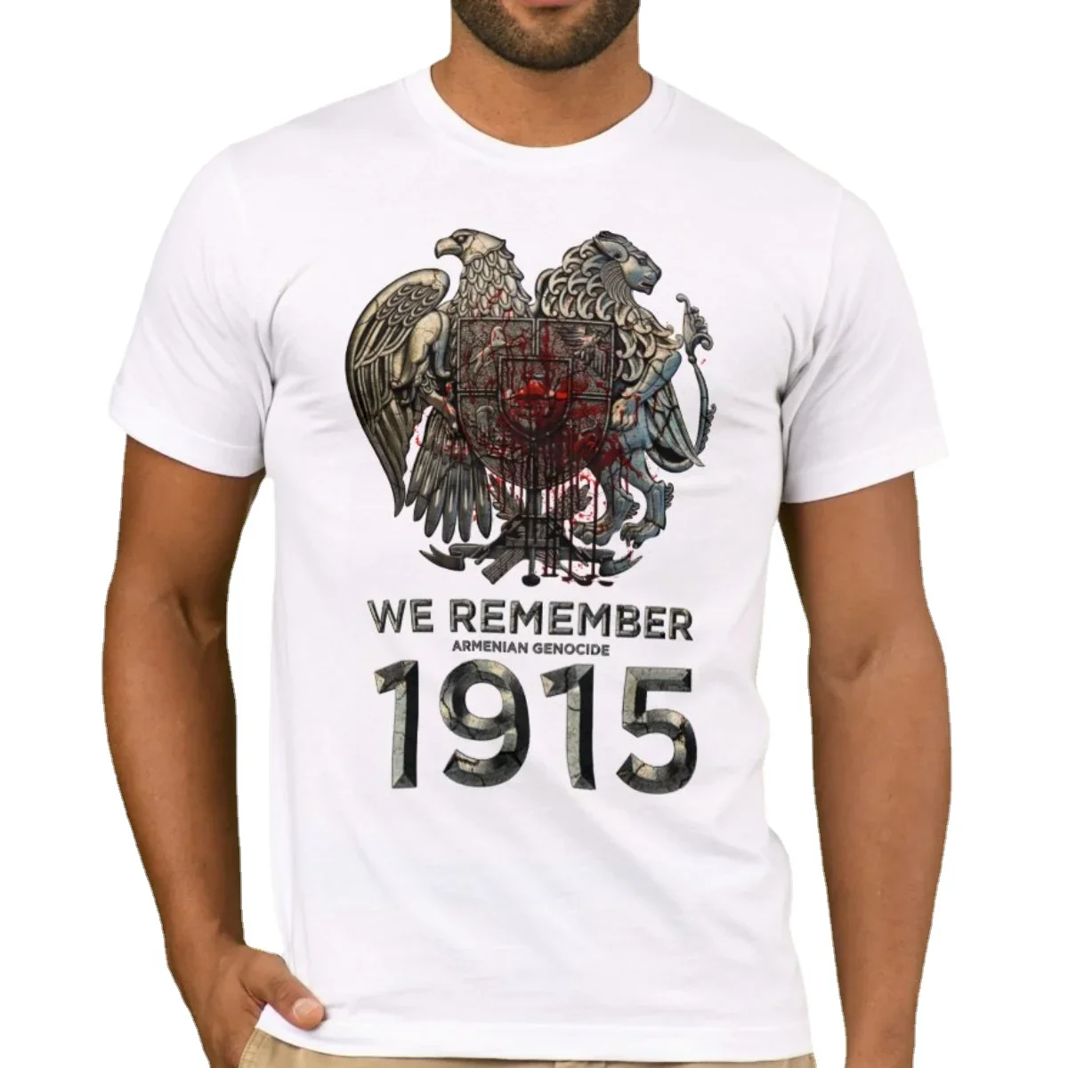 1915 Armenian Genocide. We Remember, Blood Stained Badge Printed T-Shirt. Summer Cotton Short Sleeve O-Neck Unisex T Shirt S-3XL