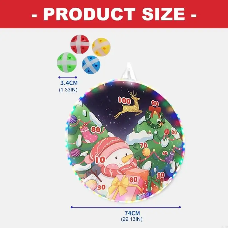 هدية عيد الميلاد للأطفال: لوحة لعب الكرة اللاصقة المضيئة لعبة رمي عيد الميلاد العائلية 24BD #5