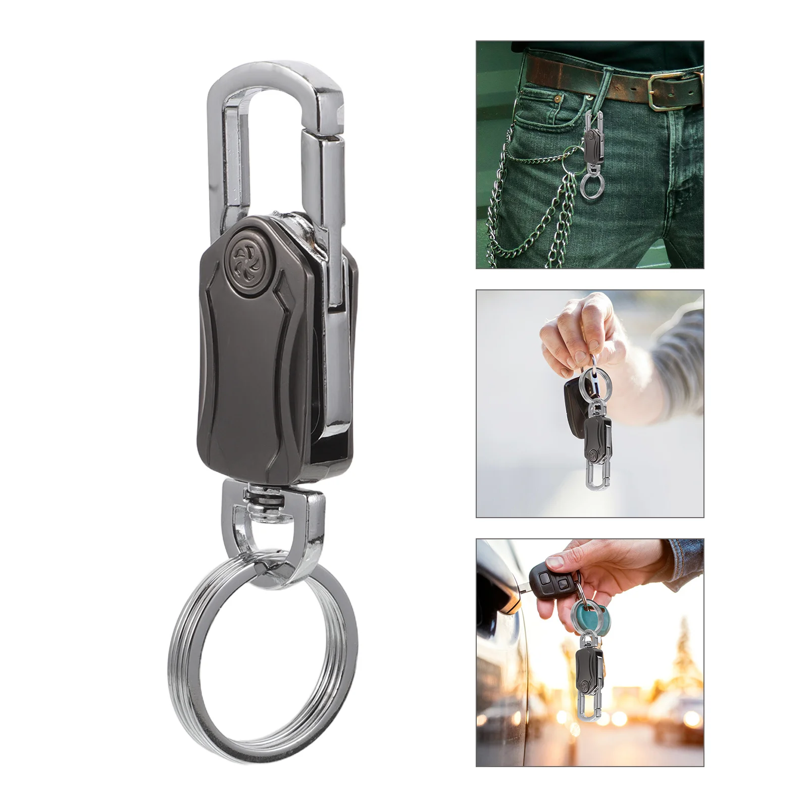 

3Pcs Metal Keyring Fidget: Spinning Pendant for Keys - Lightweight Fun Charm for Backpack Purse - Office School Travel Anxiety