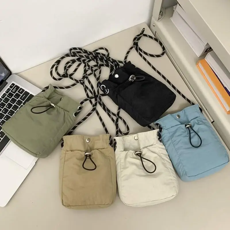 Soft Nylon Canvas Square Shoulder Bag Multifunctional Mini Crossbody Messenger Phone Purse view 4
