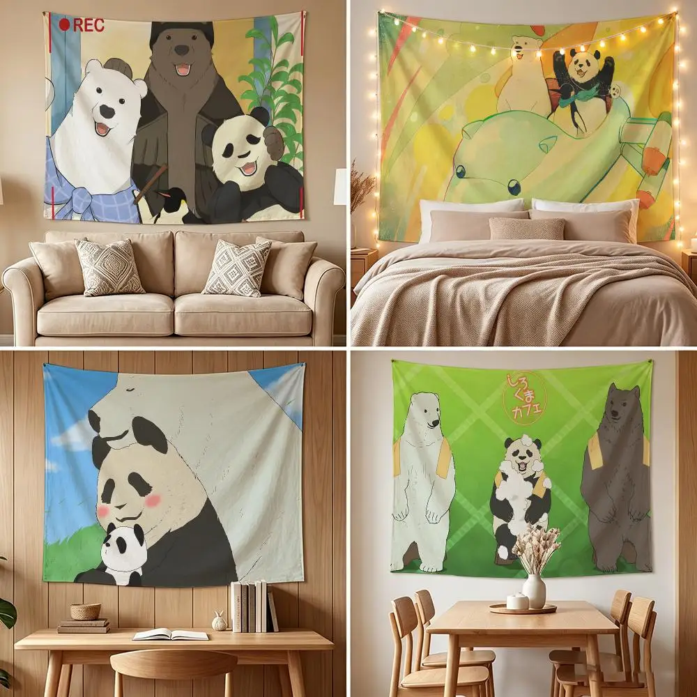 S-Shirokuma C-Cafe Tapestry Custom Living Bedroom Party Dormitory Interior Wall Bohemian Decoration Attached Clip